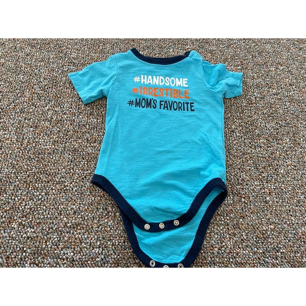 Garanimals Handsome Irresistible Mom's Favorite Boys Blue Bodysuit 24M